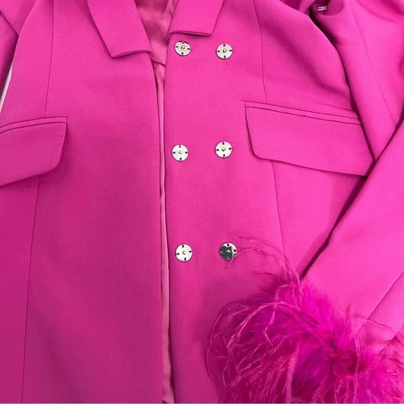 Miss Circle Madeline Fuchsia Feather Trim Blazer Dress Barbiecore Size XXS - Picture 15 of 16